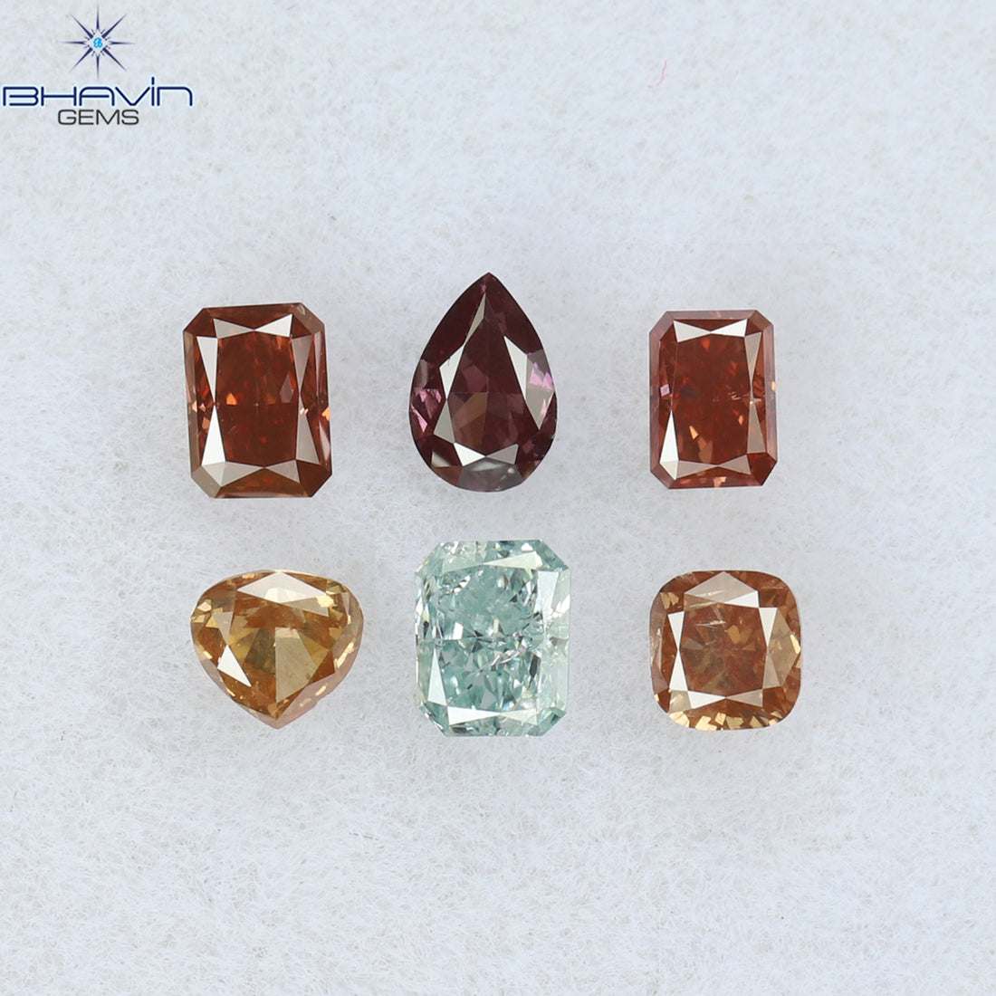0.58 CT/6 ピース ミックス シェイプ ナチュラル ダイヤモンド ピンク カラー SI2 クラリティ (3.17 MM)