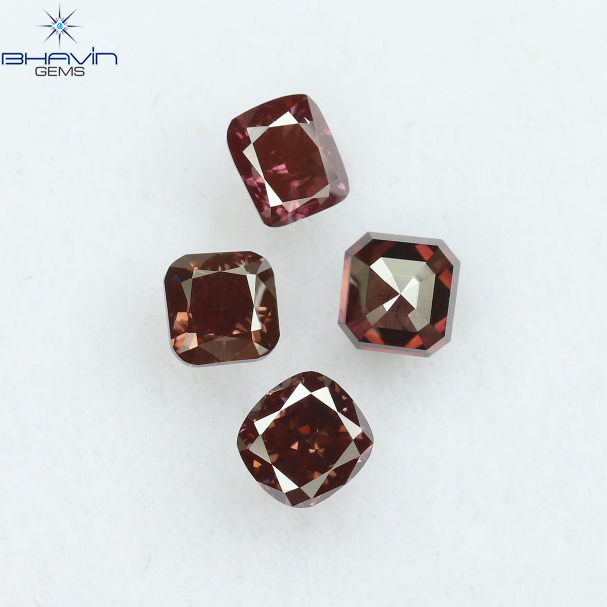 0.70 CT/4 Pcs Natural Cushion Diamond Enhanced Pink Color Clarity VS2 (3.06 MM)