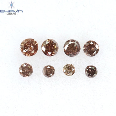 0.11 CT/8 Pcs Round Shape Natural Loose Diamond Brown Pink Color I1 Clarity (1.70 MM)