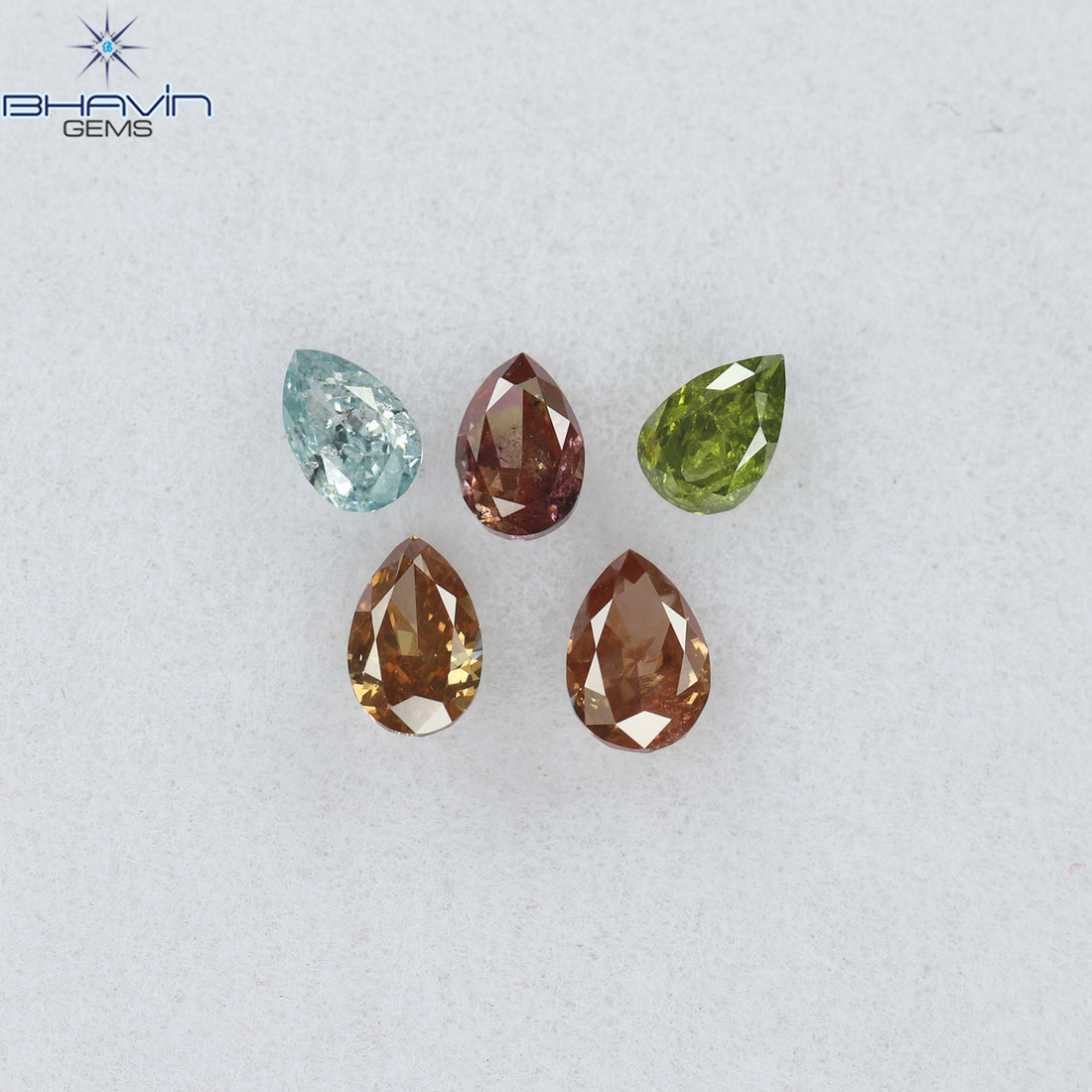 0.67 CT/5 Pcs Natural Pear Diamond Enhanced Pink Color Clarity SI2 (4.15 MM)