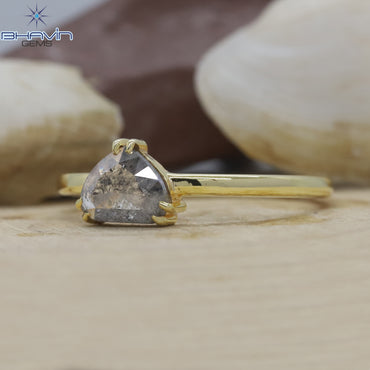 ハート ダイヤモンド 天然ダイヤモンド リング ソルト アンド ペーパー ダイヤモンド ゴールド リング 婚約指輪