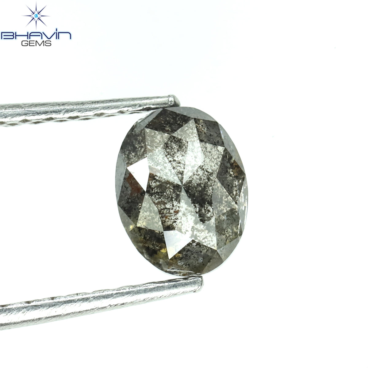 0.88 CT Natural Oval Diamond Salt and Pepper Color Clarity I3 (6.28 MM)