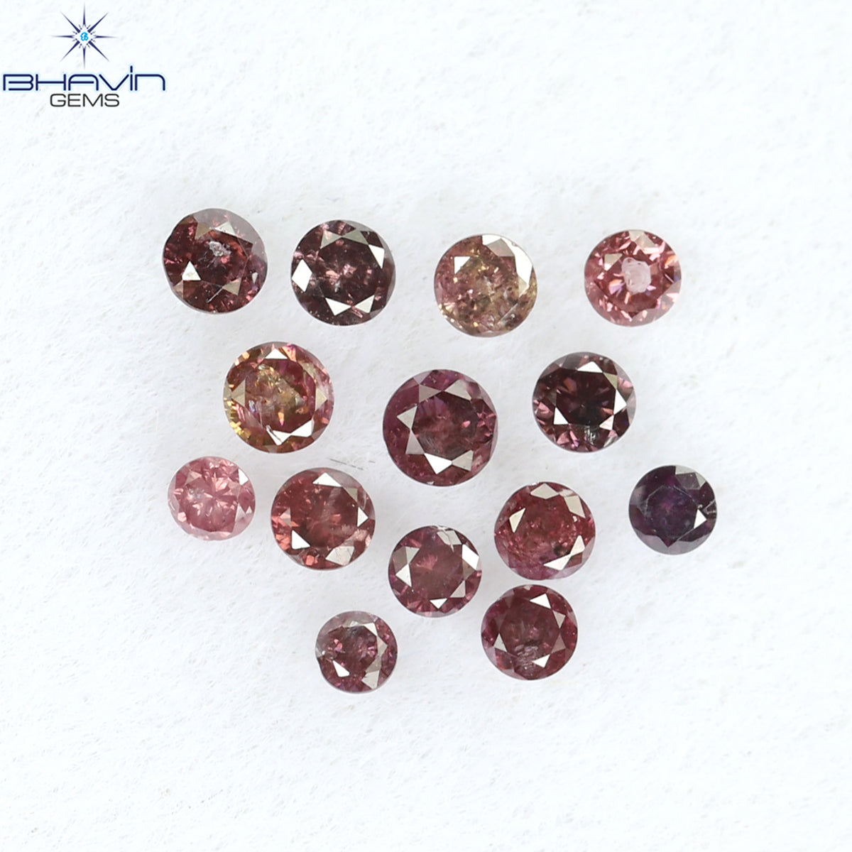 0.20 CT/14 個 ラウンド シェイプ ナチュラル ルース ダイヤモンド ピンク カラー I1 クラリティ (1.50 MM)