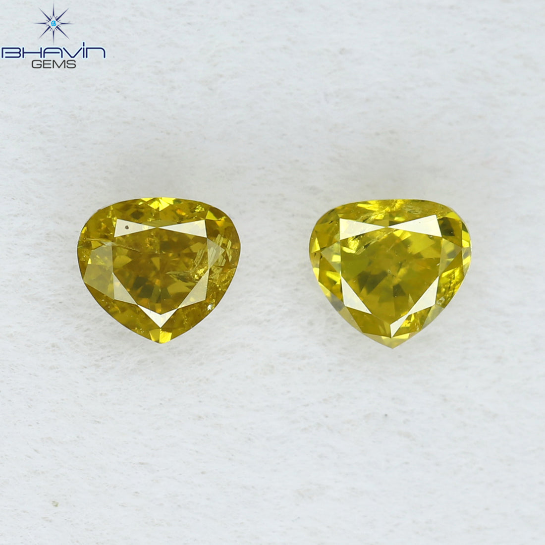 0.40 CT/2 ピース ハートシェイプ ナチュラル ルース ダイヤモンド イエロー カラー SI2 クラリティ (3.70 MM)