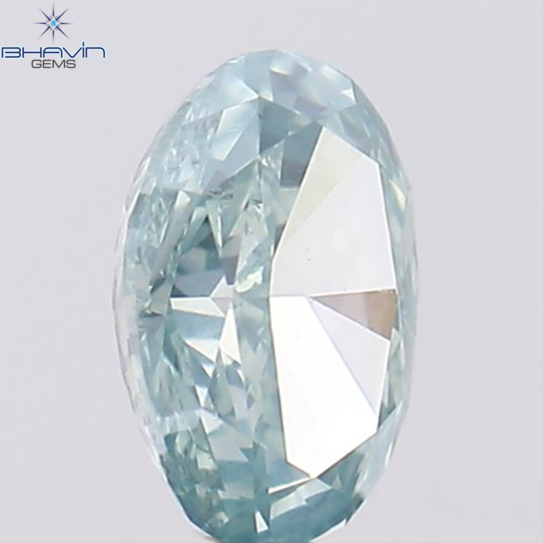 0.37 CT オーバル シェイプ ナチュラル ダイヤモンド グリーンがかったブルー カラー SI1 クラリティ (5.36 MM)