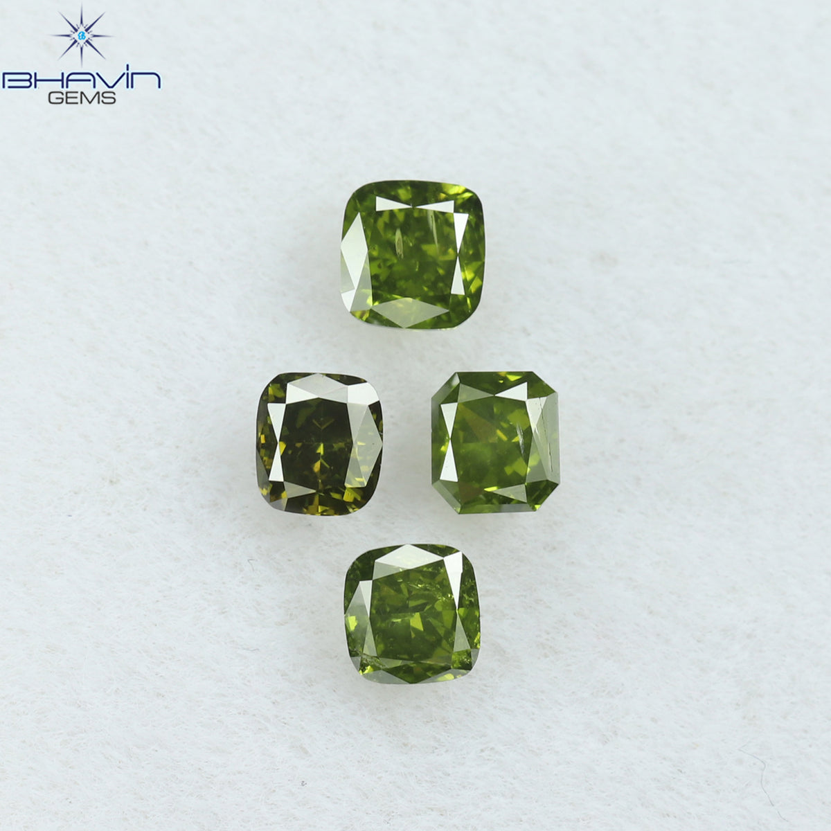 0.56 CT/4 Pcs Natural Cushion Diamond Enhanced Green Color Clarity SI (3.04 MM)