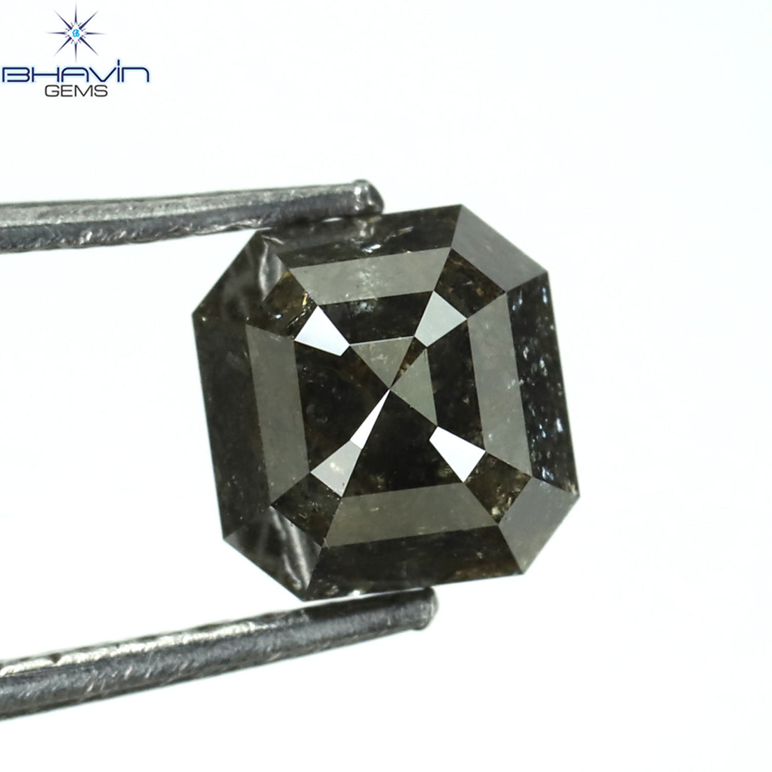1.00 CT アッシャー シェイプ ナチュラル ダイヤモンド ソルト アンド ペッパー カラー I3 クラリティ (5.72 MM)