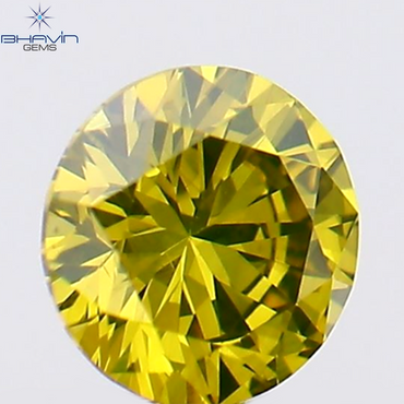 0.14 CT Round Shape Natural Diamond Green Yellow Color VS2 Clarity (3.28 MM)