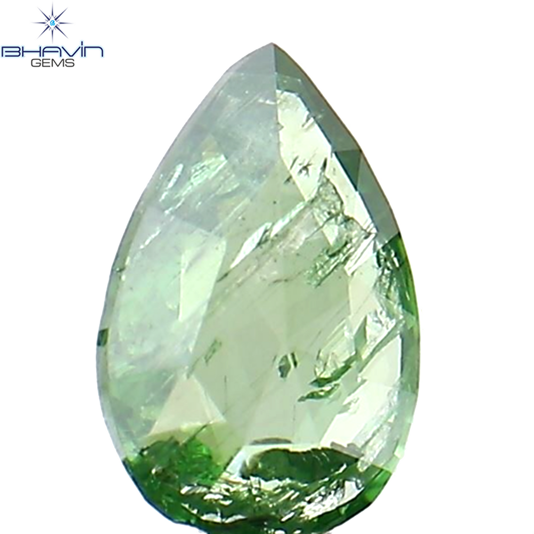 0.23 CT ペアシェイプ ナチュラル ダイヤモンド グリーン カラー I2 クラリティ (6.27 MM)