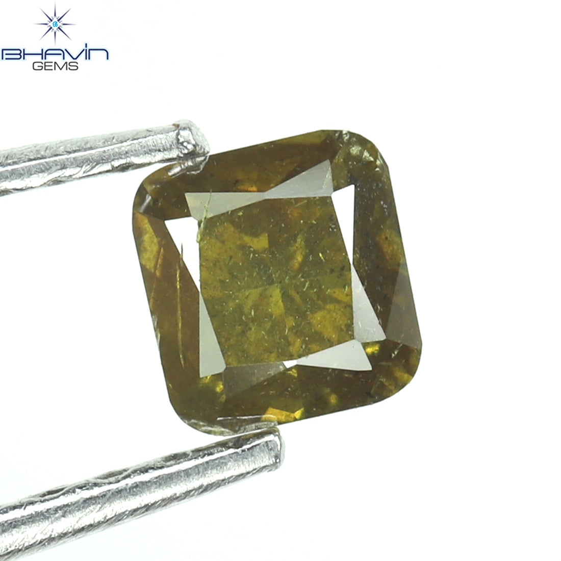 0.29 CT クッション シェイプ エンハンスト グリーン イエロー カラー 天然ダイヤモンド I1 クラリティ (3.84 MM)