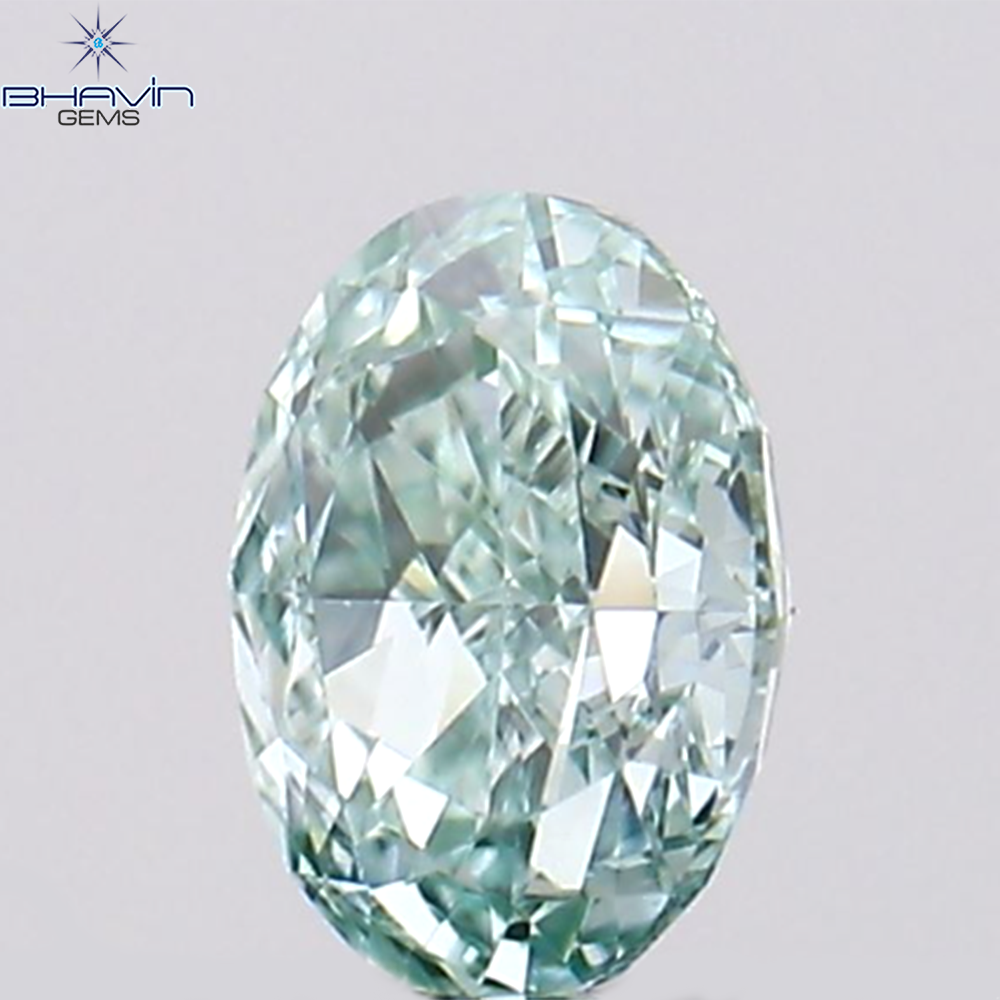 0.14 CT Oval Shape Natural Diamond Bluish Green Color VS1 Clarity (3.57 MM)
