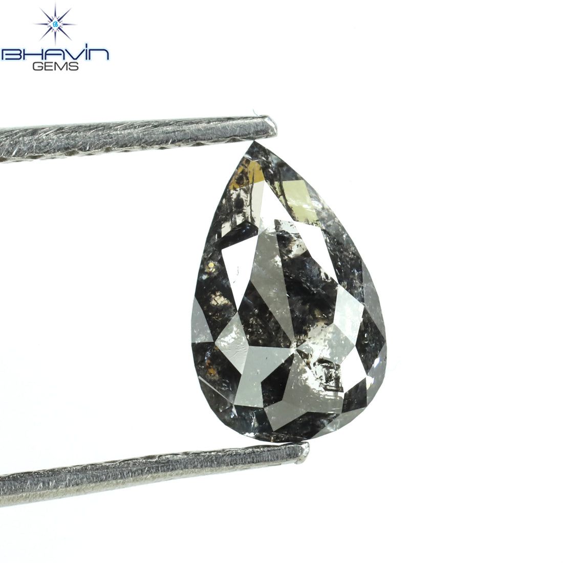 0.39 CT ペアシェイプ ナチュラル ルース ダイヤモンド ソルト アンド ペッパー カラー I3 クラリティ (5.27 MM)