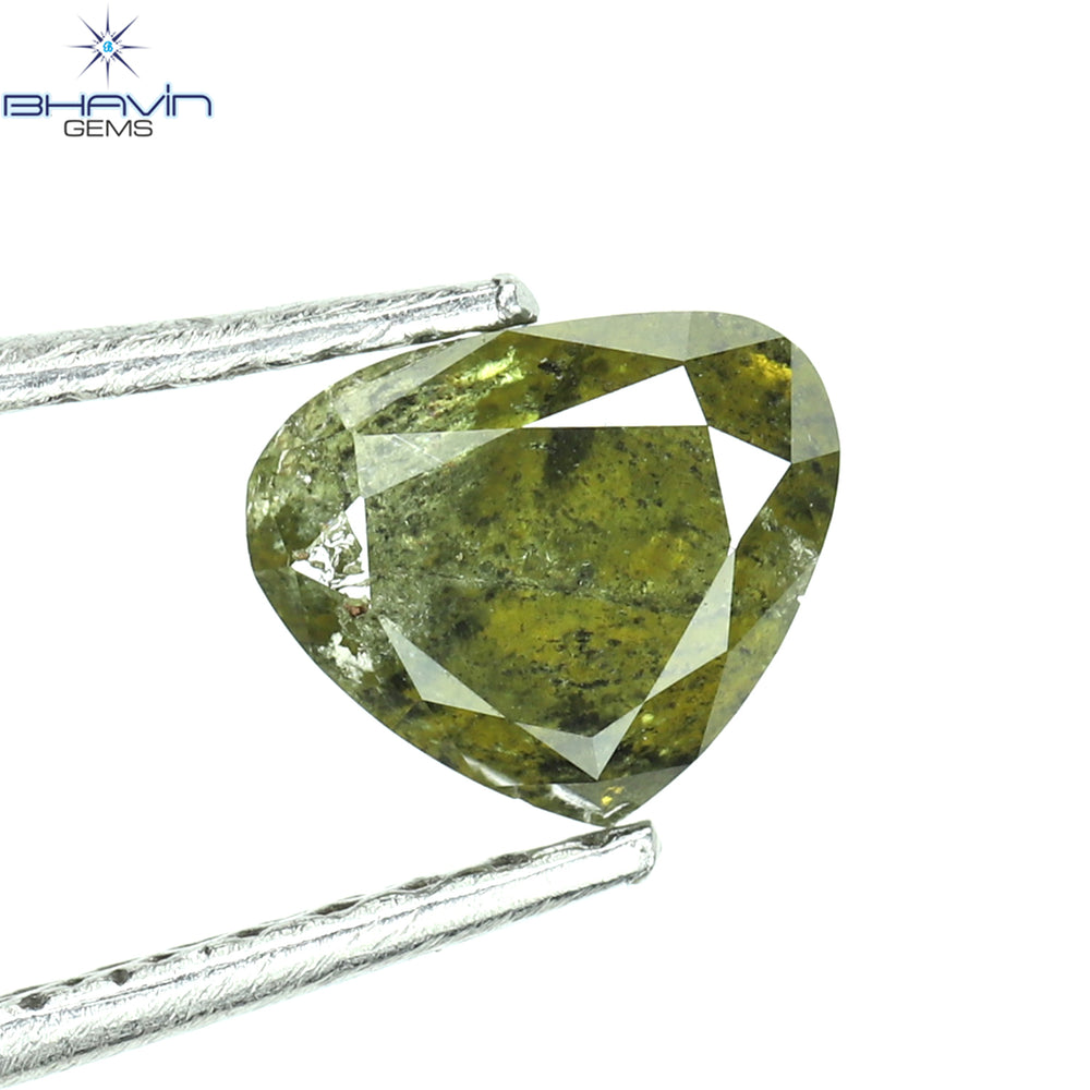 0.70 CT Heart Shape Natural Diamond Green Color I3 Clarity (5.95 MM)