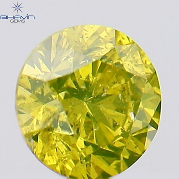 0.15 CT Round Shape Natural Diamond Green Yellow Color SI2 Clarity (3.33 MM)