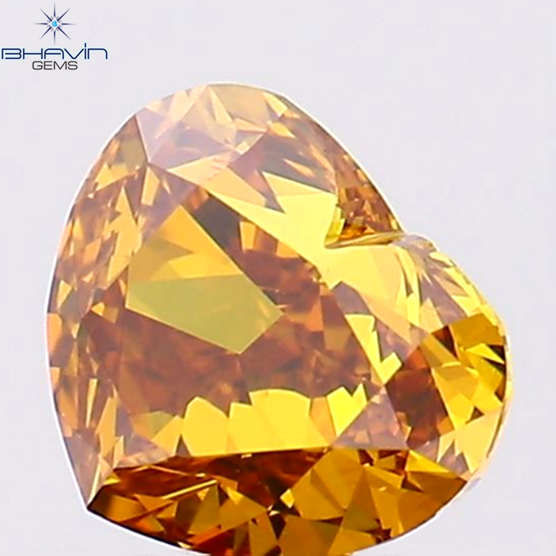 0.74 CT Natural Heart Diamond Enhanced Orange Color Clarity VS2 (5.75 MM)