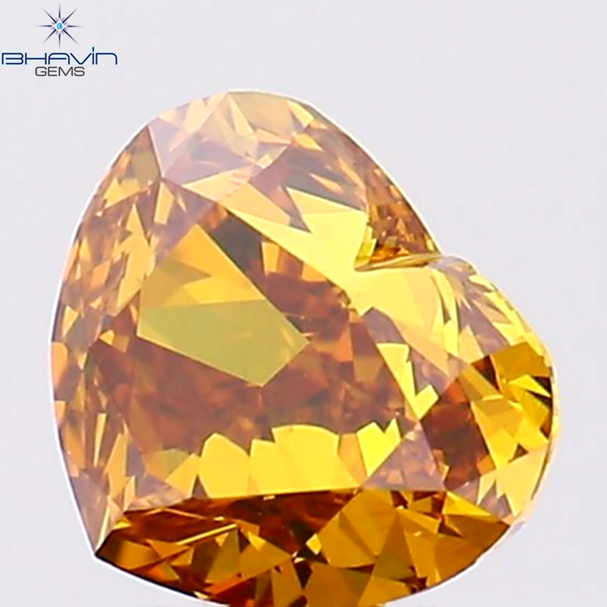 0.74 CT Natural Heart Diamond Enhanced Orange Color Clarity VS2 (5.75 MM)