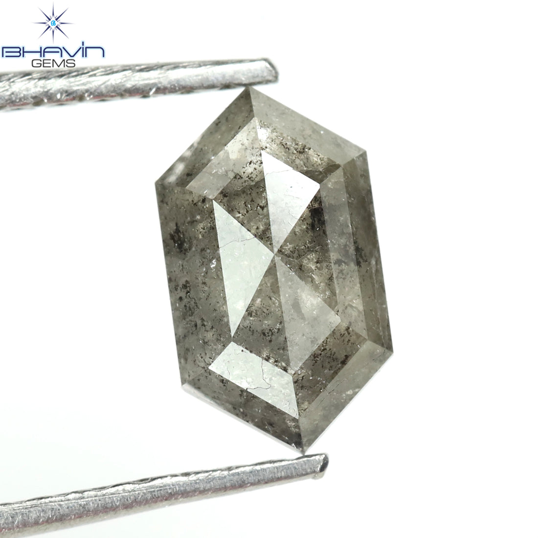 0.72 CT 六角形 天然ルース ダイヤモンド ソルト アンド ペッパー カラー I3 クラリティ (7.84 MM)