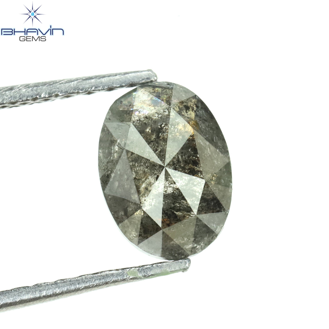 0.36 CT オーバルシェイプ ナチュラル ダイヤモンド ソルト アンド パッパー カラー I3 クラリティ (4.66 MM)