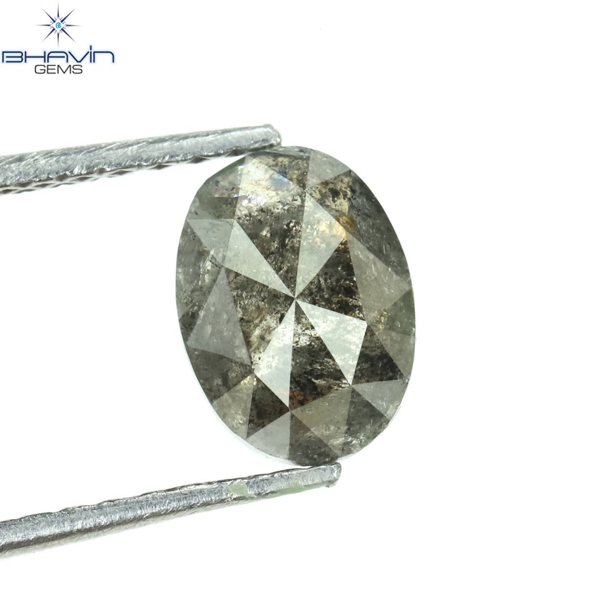 0.36 CT オーバルシェイプ ナチュラル ダイヤモンド ソルト アンド パッパー カラー I3 クラリティ (4.66 MM)