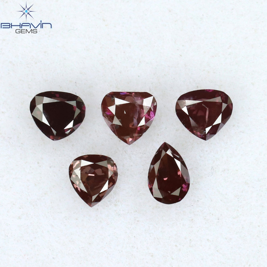 0.75 CT/5 Pcs Natural Mix Diamond Enhanced Pink Color Clarity SI2 (4.00 MM)
