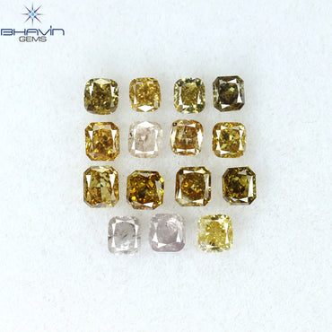 1.93 CT/15 Pcs Cushion Shape Natural Diamond Mix Color SI Clarity (3.30 MM)