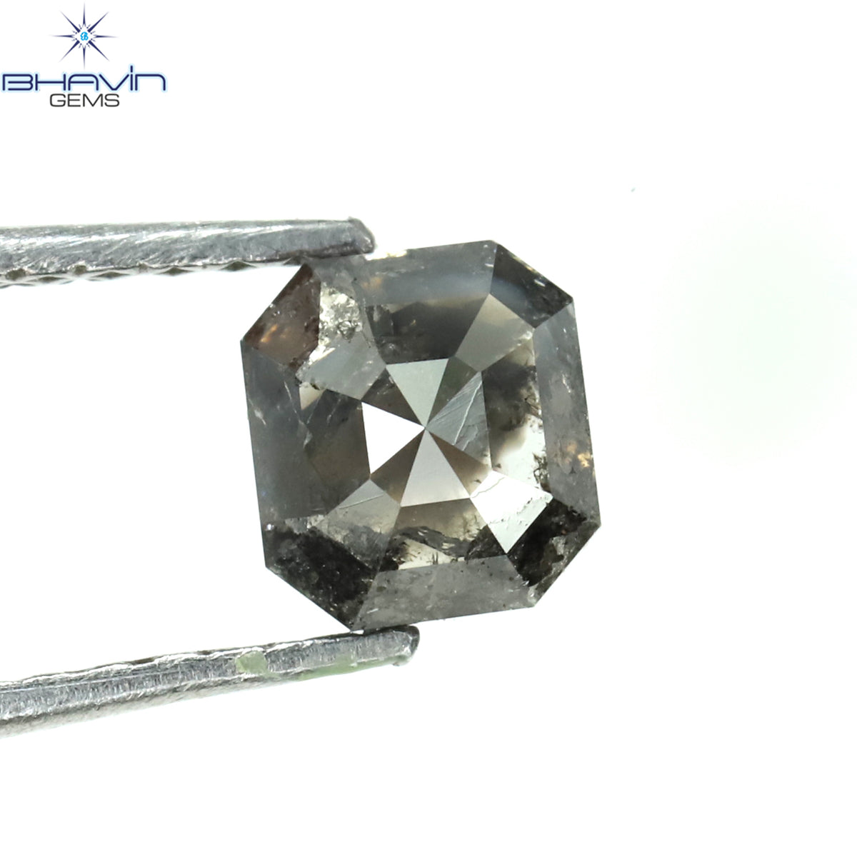0.85 CT Natural Asscher Diamond Grey Color Clarity I3 (5.32 MM)
