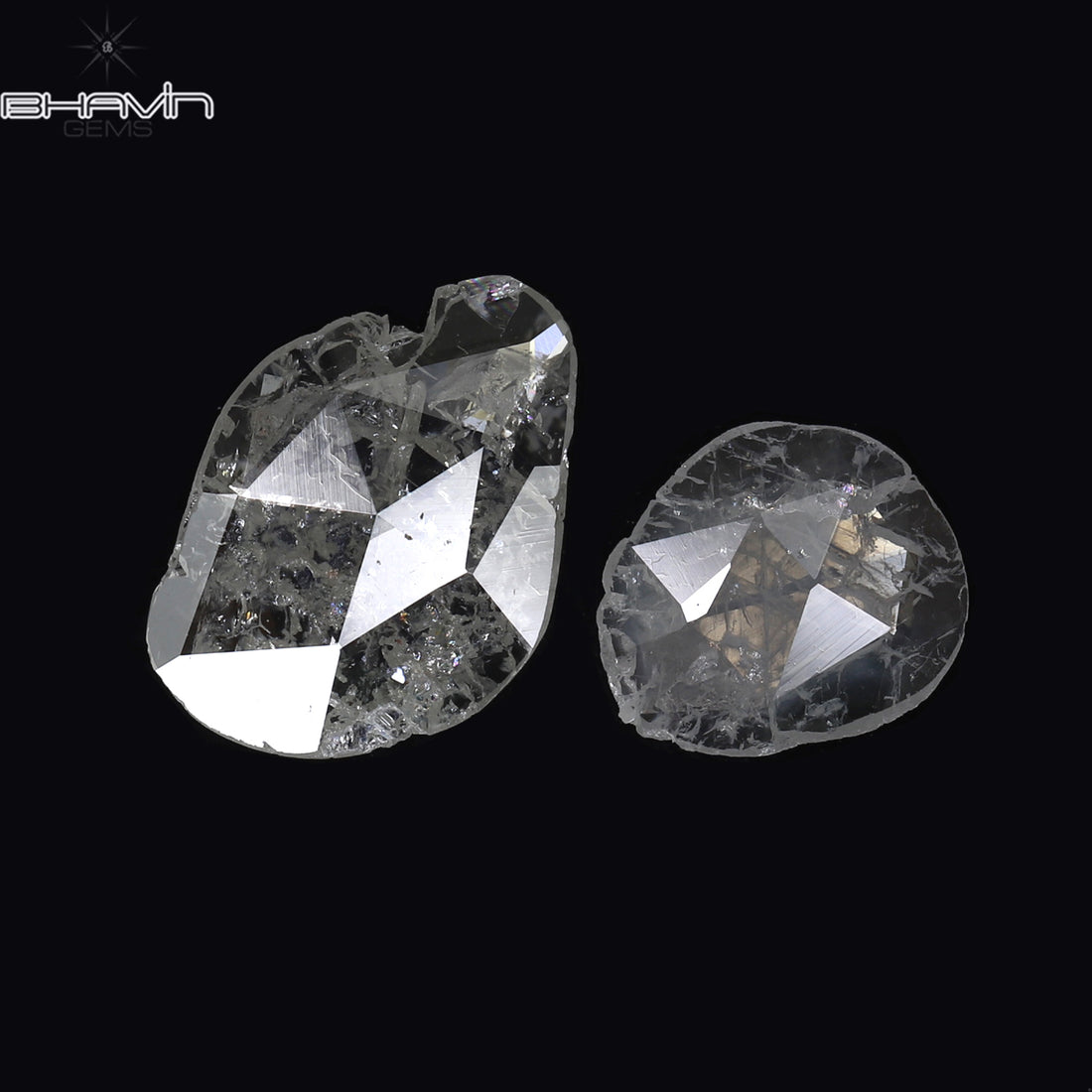 0.84 CT/2 Pcs Natural Rosecut Polki Diamond White Color Clarity I3 (9.26 MM)