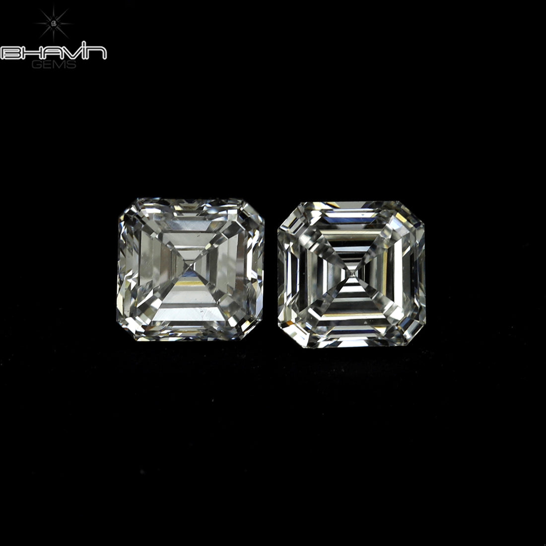 0.20 CT/2 Pcs Natural Asscher Diamond White (G+) Color Clarity VVS-VS (2.40 MM)