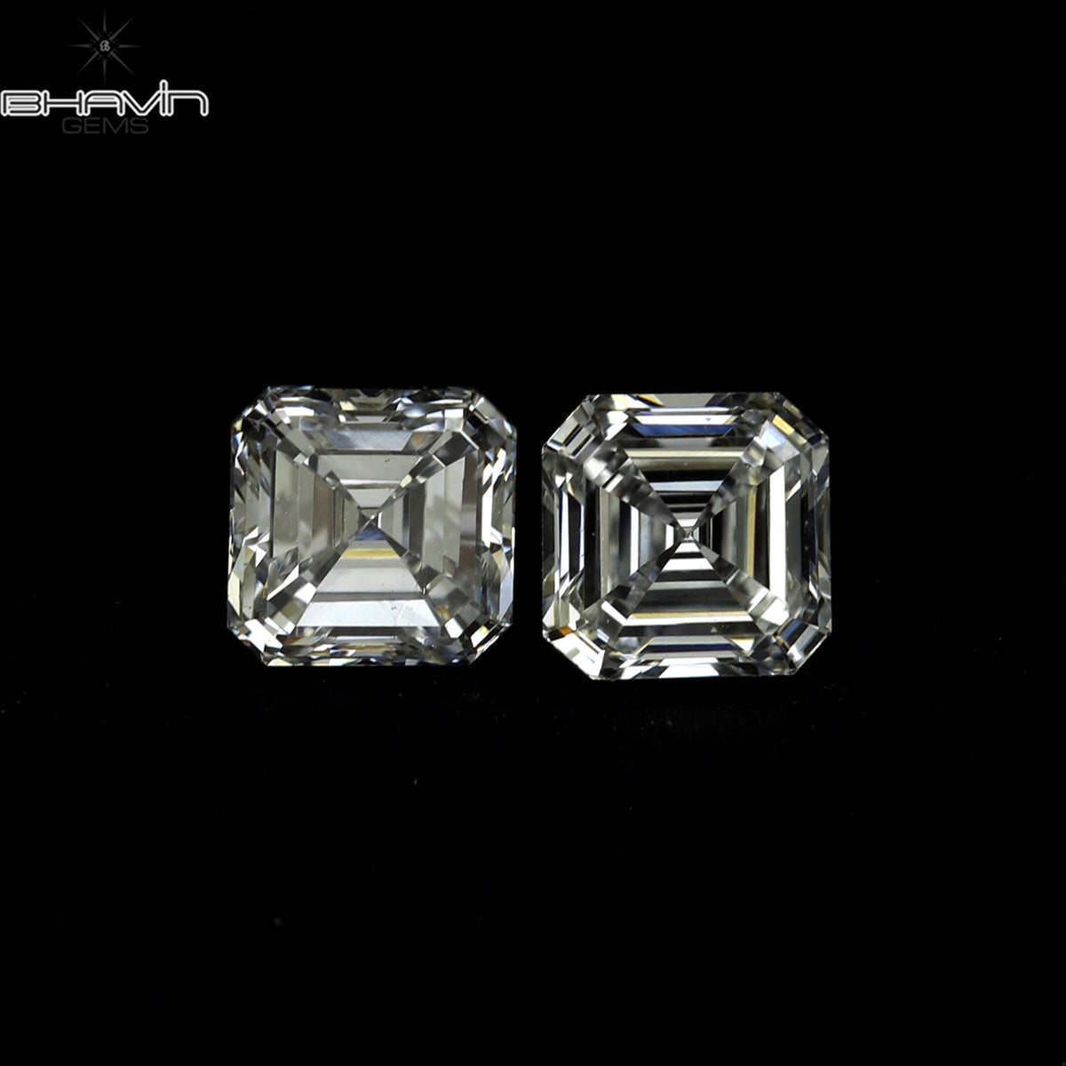 0.20 CT/2 Pcs Natural Asscher Diamond White (G+) Color Clarity VVS-VS (2.40 MM)