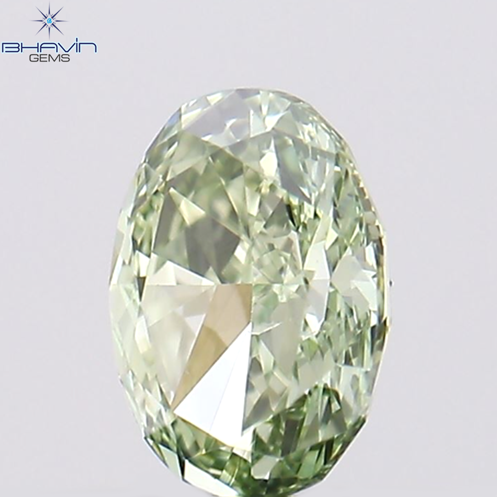 0.26 CT オーバルシェイプ ナチュラル ダイヤモンド ブルーイッシュ グリーン カラー VS1 クラリティ (4.42 MM)