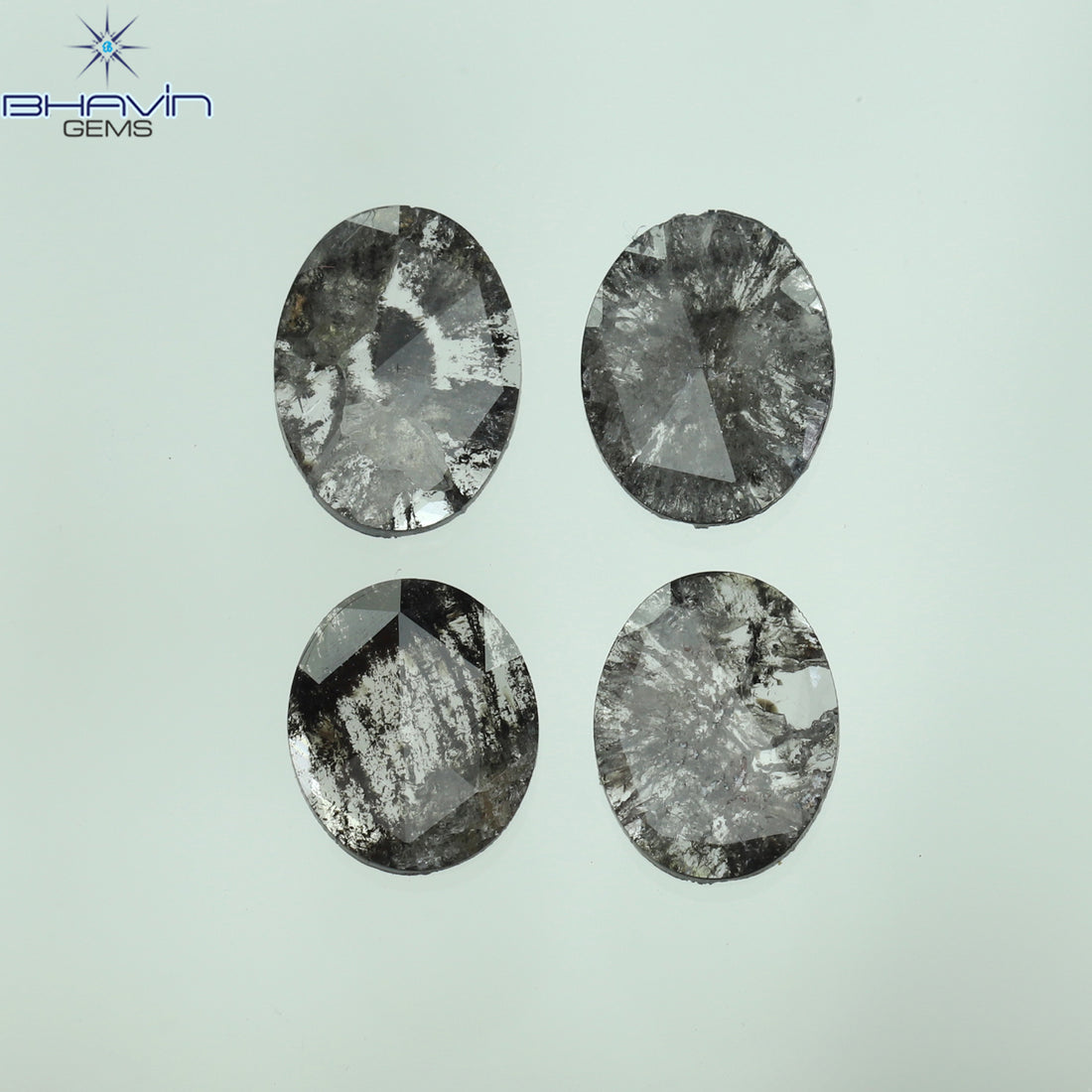 0.92 CT スライス形状 天然ダイヤモンド ソルト アンド ペッパー カラー I3 クラリティ (10.75 MM)