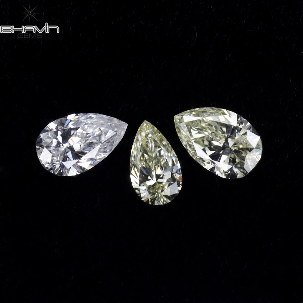 0.30 CT/3 ピース ペアシェイプ ナチュラル ダイヤモンド ホワイト カラー VS-SI クラリティ (4.15 MM)