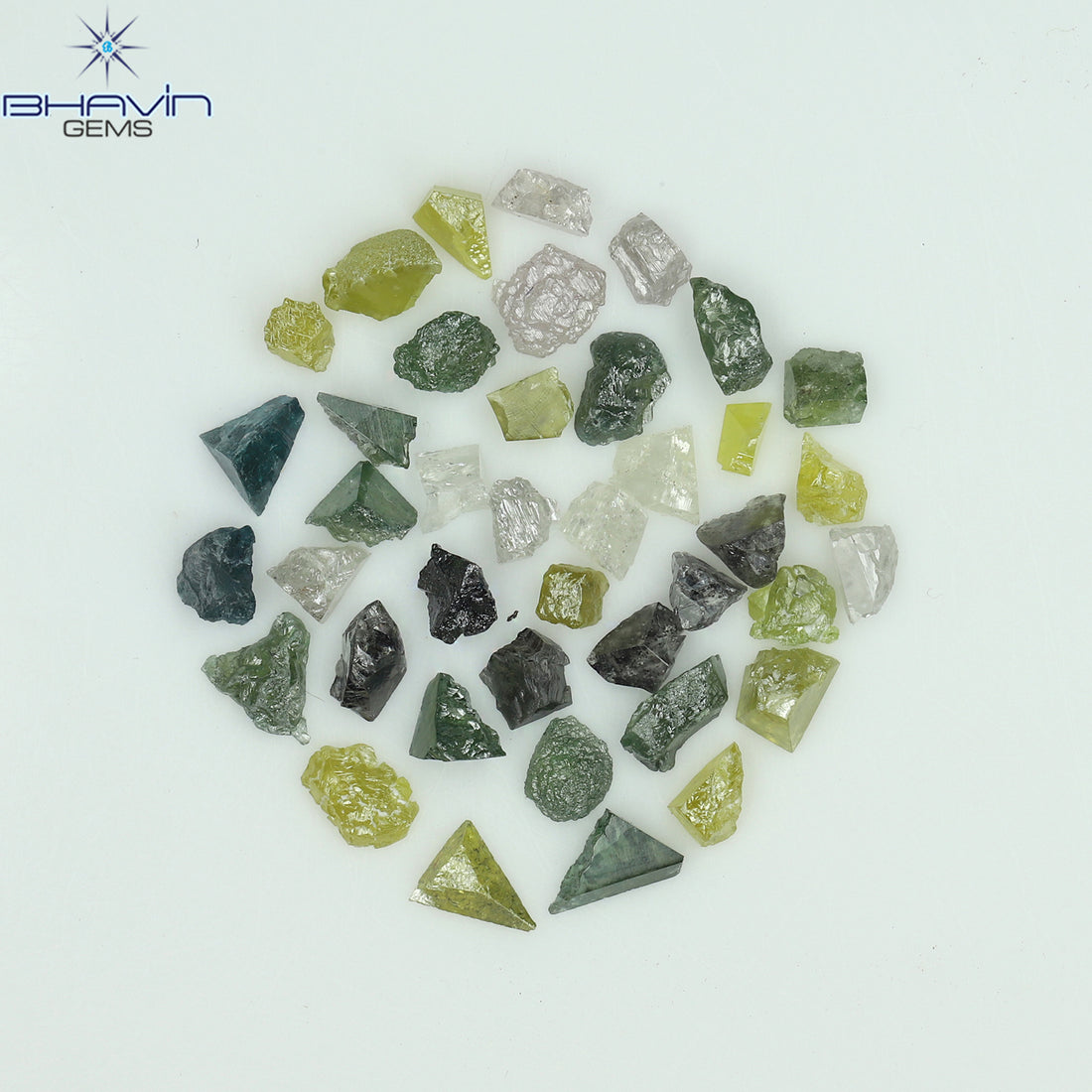 3.87 CT/57 Pcs Natural Rough Diamond Enhanced Mix Fancy Color Clarity I3 (3.28 MM)