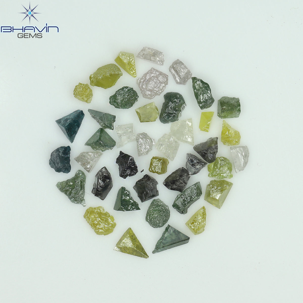 3.87 CT/57 Pcs Natural Rough Diamond Enhanced Mix Fancy Color Clarity I3 (3.28 MM)
