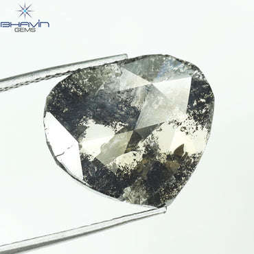 4.87 CT Heart Slice Shape Natural Diamond Salt And Pepper Color I3 Clarity (12.75 MM)
