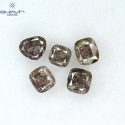 1.68 CT/5 Pcs Cushion Shape Natural Diamond Pink Color I3 Clarity (5.40 MM)