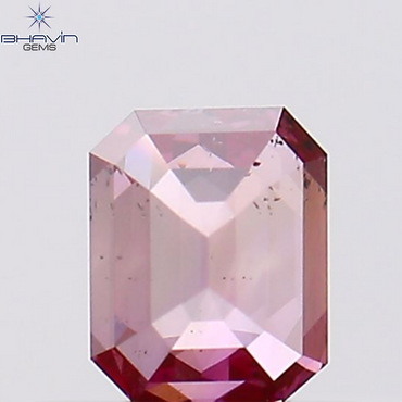 0.41 CT エメラルド シェイプ ナチュラル ダイヤモンド ピンク色 SI1 クラリティ (4.36 MM)
