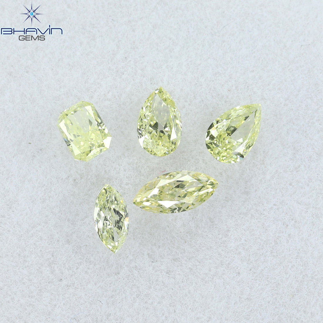 0.49 CT/5 Pcs Natural Mix Diamond Yellow Color Clarity SI2 (4.63 MM)
