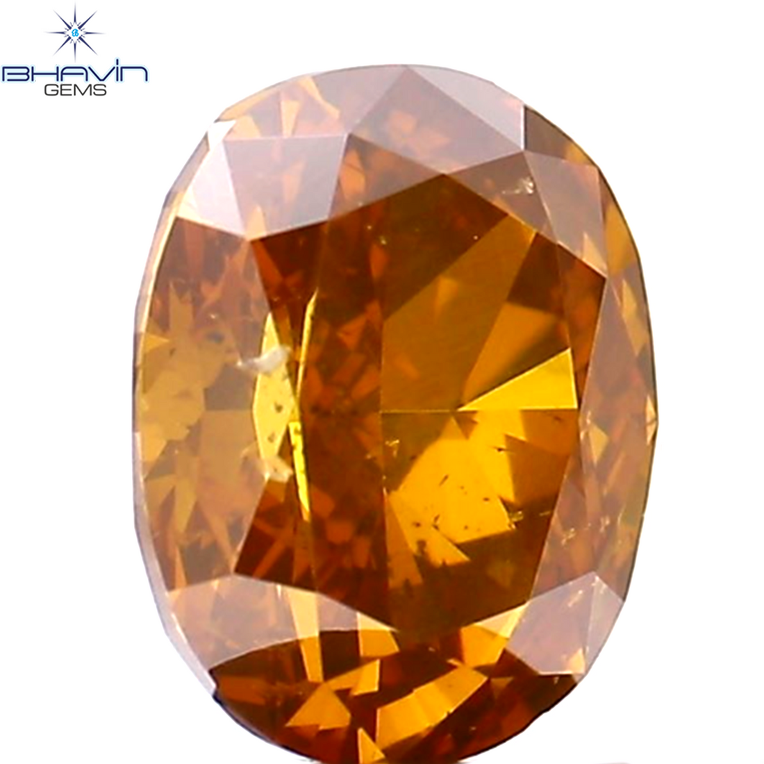 1.02 CT Natural Oval Diamond Enhanced Orange Color Clarity SI2 (6.56 MM)