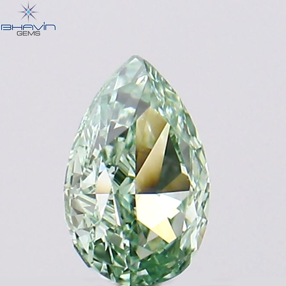 0.15 CT Natural Pear Diamond Enhanced Bluish Green Color Clarity VS1 (4.02 MM)