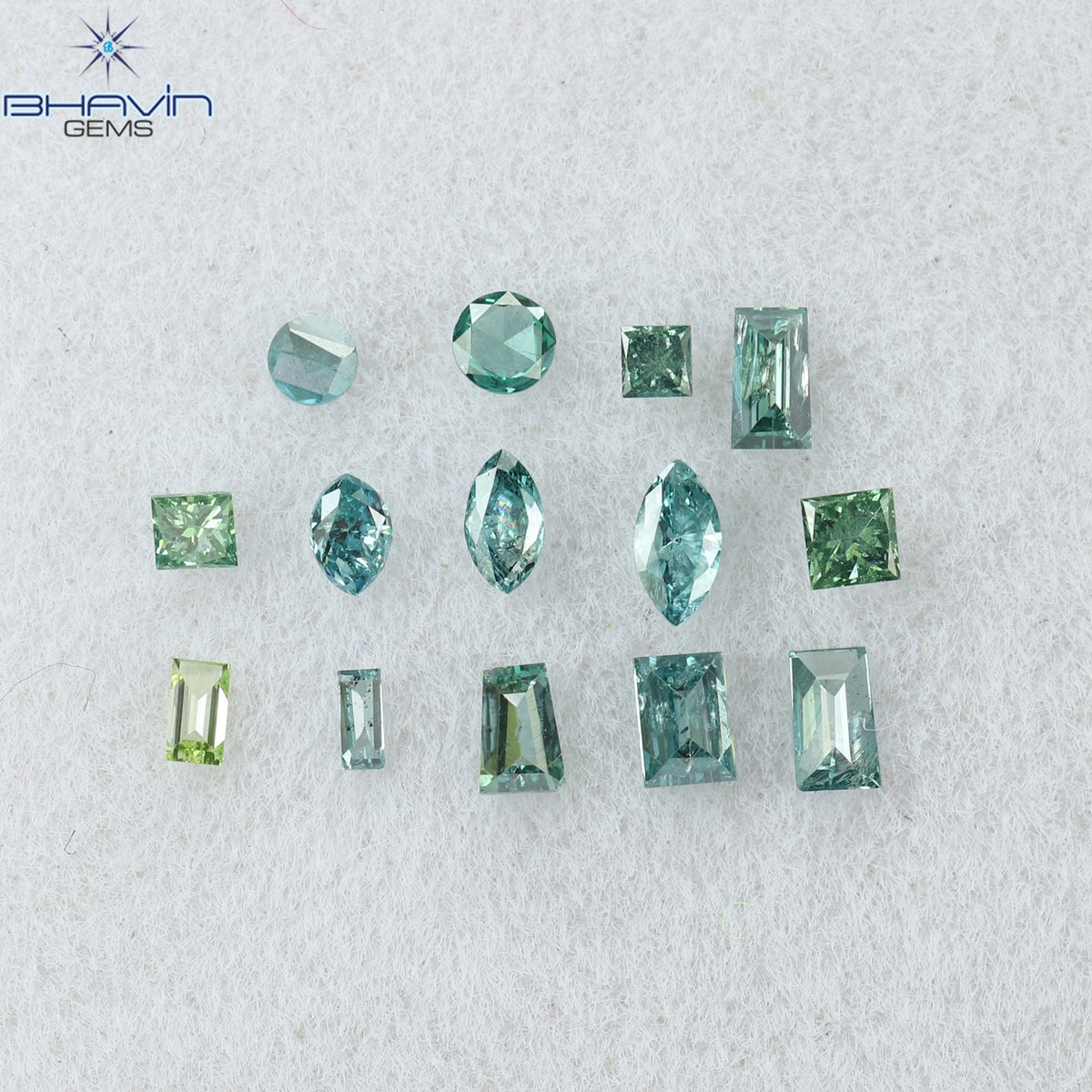 0.29 CT/14 Pcs Natural Mix Diamond Enhanced Blue Color Clarity SI (2.35 MM)