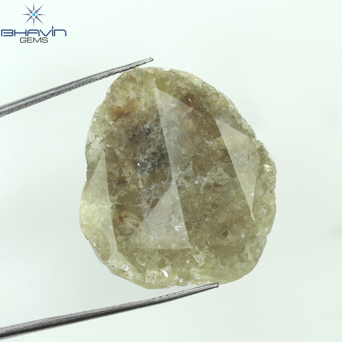 18.75 CT スライス シェイプ ナチュラル ダイヤモンド ソルト アンド ペッパー カラー I3 クラリティ (31.00 MM)