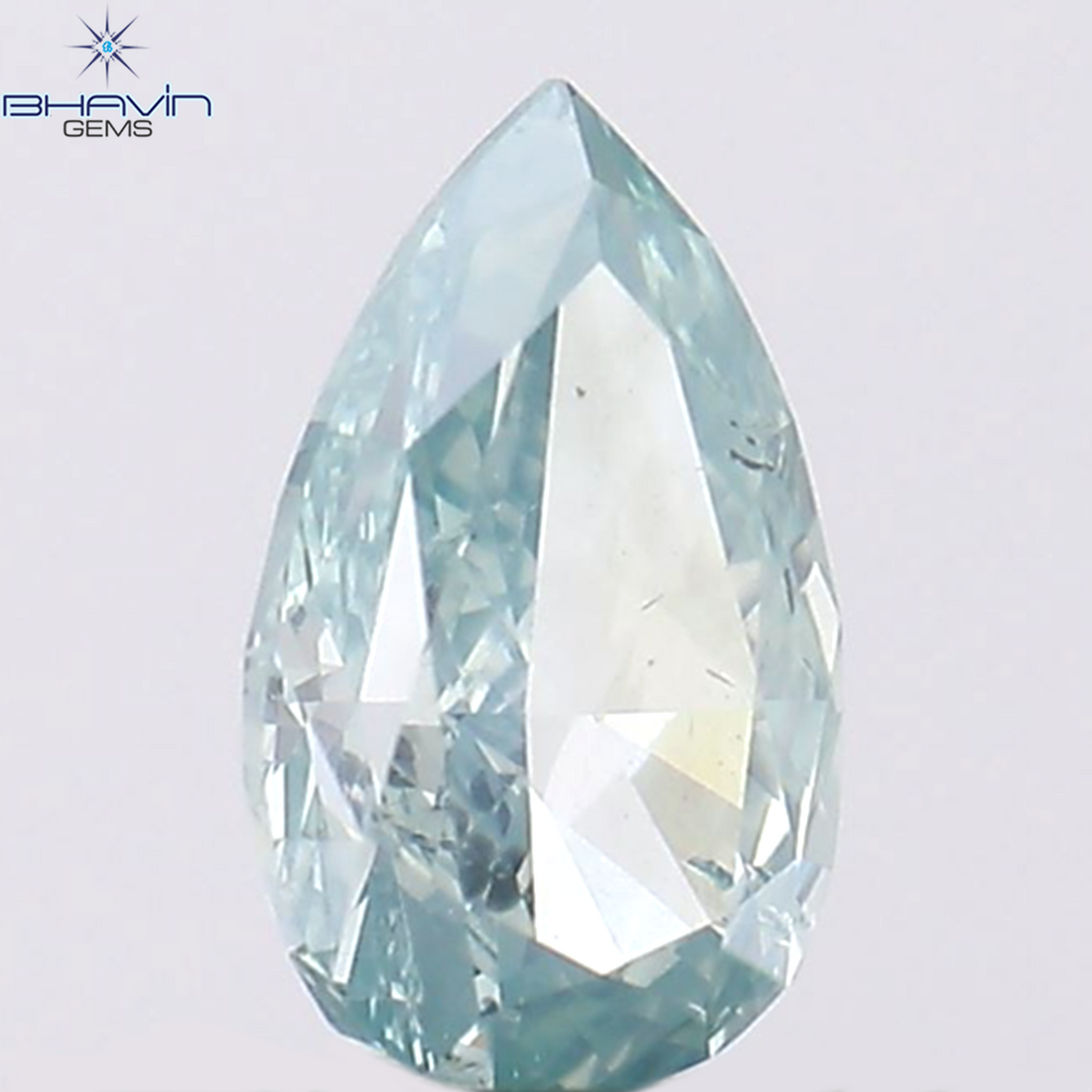 0.29 CT Natural Pear Diamond Enhanced Greenish Blue Color Clarity VS2 (5.34 MM)