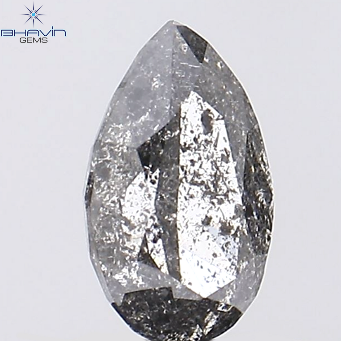 0.39 CT ペアシェイプ ナチュラル ルース ダイヤモンド ソルト アンド ペッパー カラー I3 クラリティ (5.27 MM)