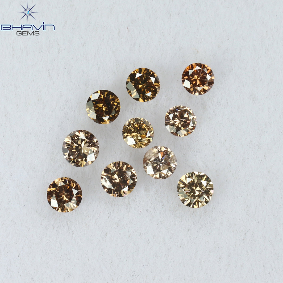 0.32 CT/10 Pcs Natural Round Diamond Brown Pink (Argyle) Color Clarity VS-SI (2.00 MM)