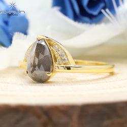 Pear Diamond, Salt And Pepper Diamond, Natural Diamond Ring, Engagement Ring, Wedding Ring