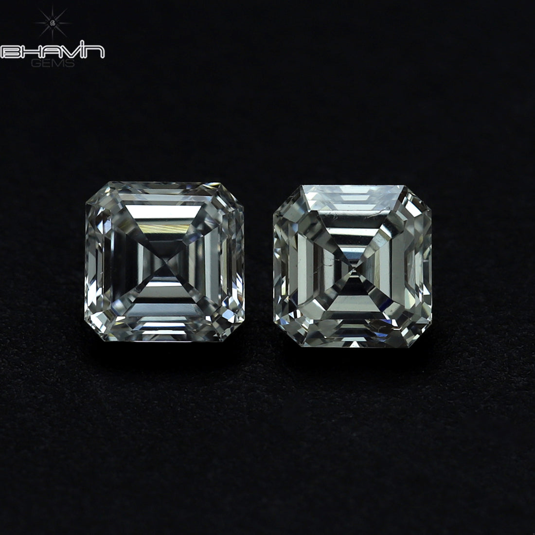 0.30 CT/2 Pcs Natural Asscher Diamond White (G+) Color Clarity VVS-VS (3.00 MM)