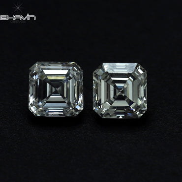 0.30 CT/2 Pcs Asscher Shape White (G+) Color Natural Loose Diamond VVS-VS Clarity (3.00 MM)