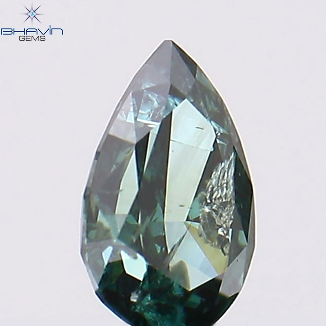 0.24 CT ペアシェイプ ナチュラル ダイヤモンド グリーン カラー I1 クラリティ (4.92 MM)