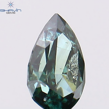 0.24 CT Pear Shape Natural Diamond Green Color I1 Clarity (4.92 MM)